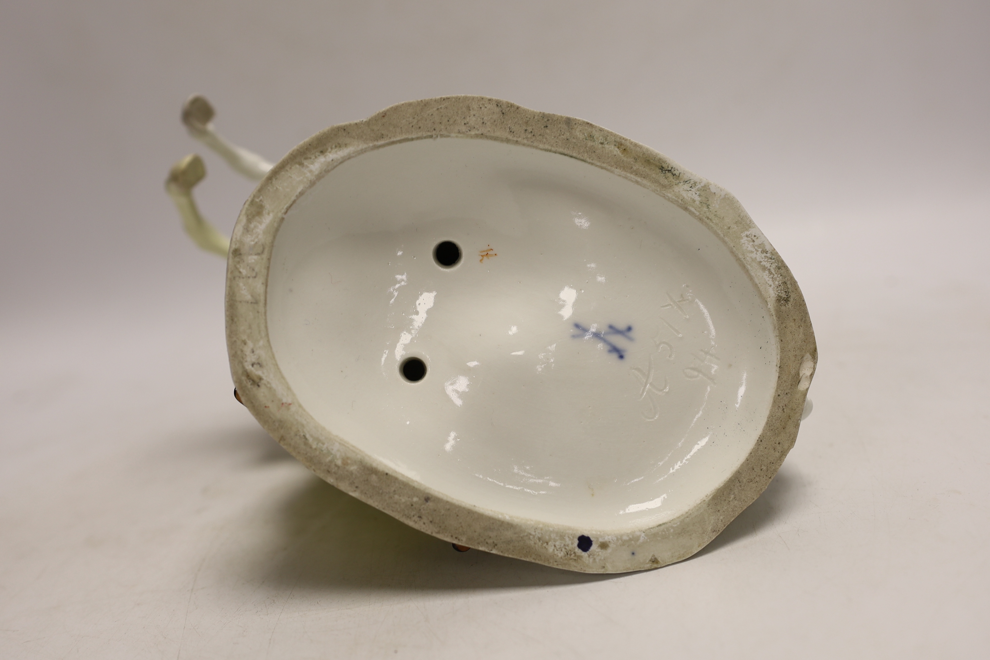 A 19th century Meissen group of a grey horse and groom, 24cm
